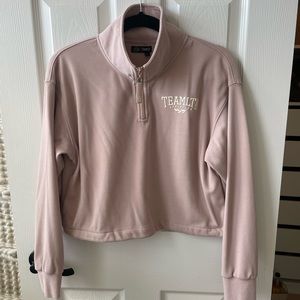 Team LTD Cropped 1/4 zip crewneck